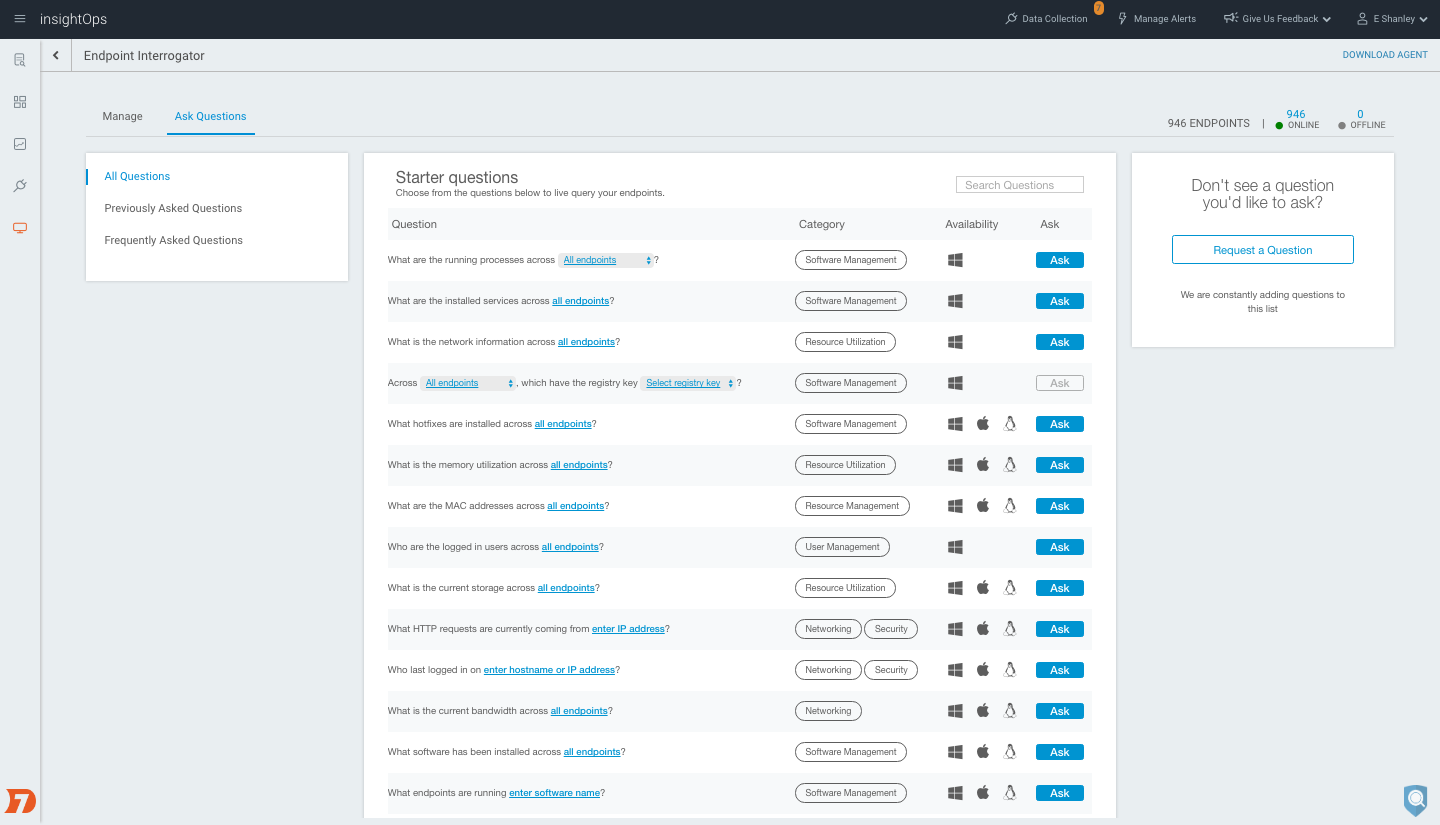 Fig1. InsightOPs Endpoint Question Examples